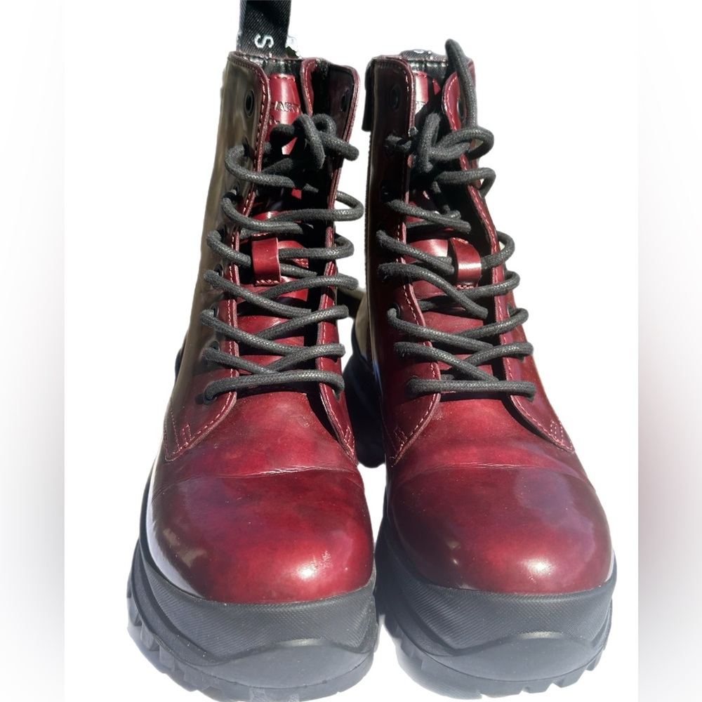 Stella McCartney Trace Brushoff Lace Up Booties - Plum. Size 36 - Picture 3 of 12